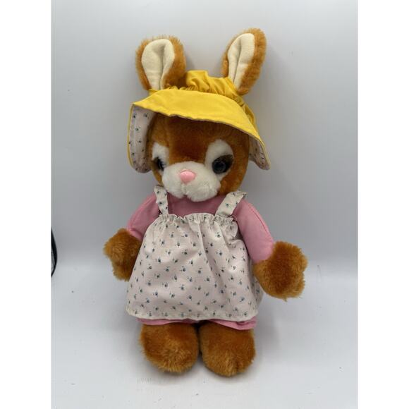 Vintage Easter Unlimited Plush Bunny Rabbit Easter Pets 13” Pink Dress Bonnet - Picture 1 of 6